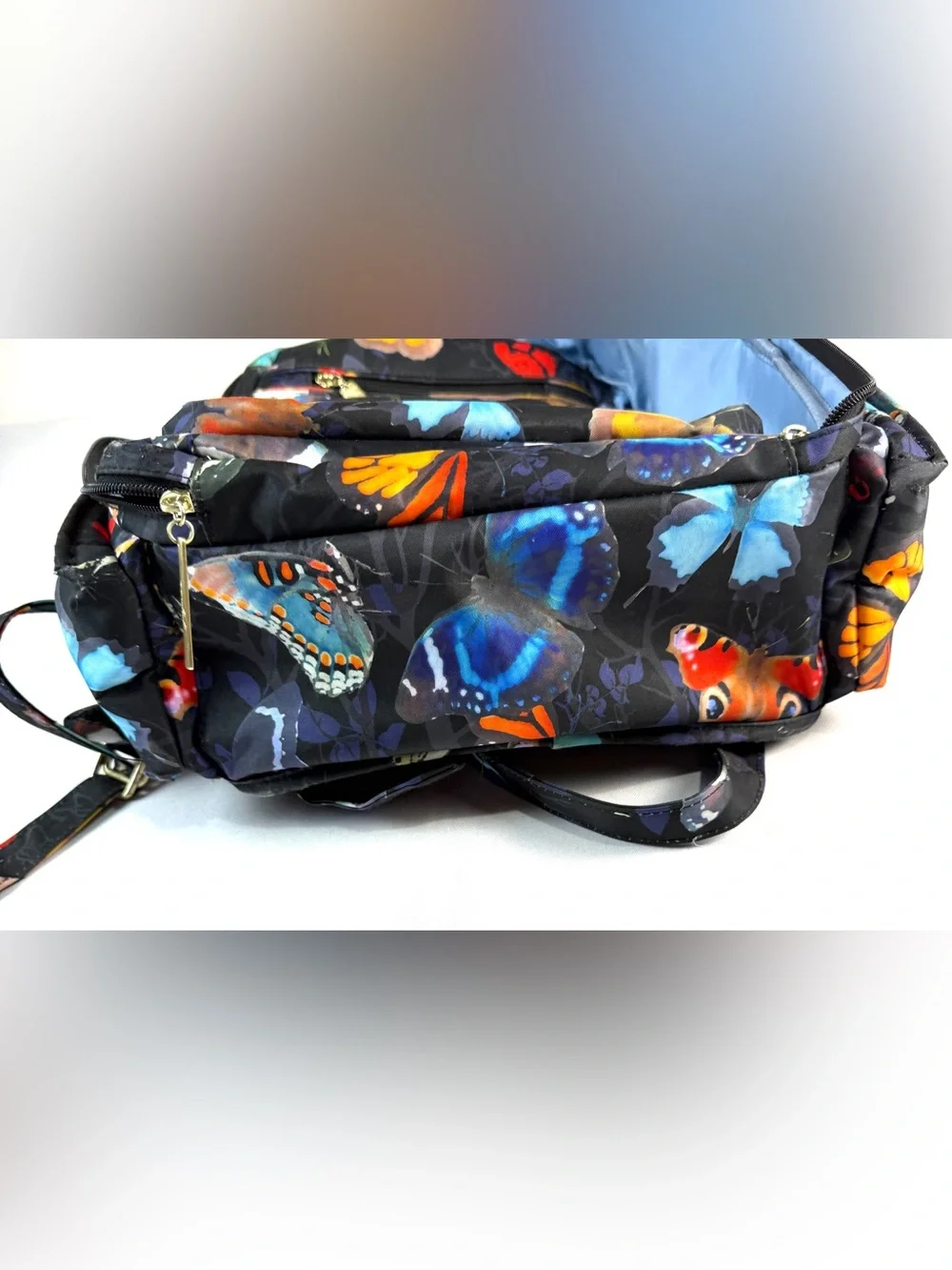 JuJuBe Butterfly Diaper Bag Backpack Changing Pad Multicolor Floral Black